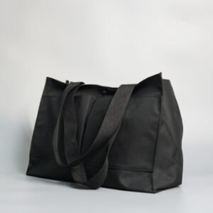 Plain Polyester Unify Black Shopping Tote Bag