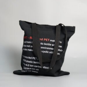 Printing Letter Cotton Canvas Unify Black Shopping Tote Bag