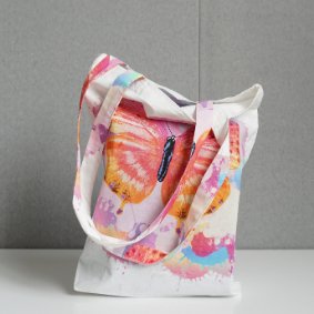 Printing Butterfly Natual Cotton Shopping Tote Bag