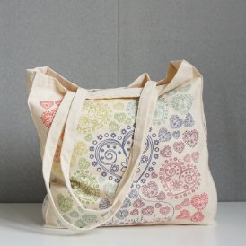 Printing Heart Cotton Canvas Shopping Tote Bag