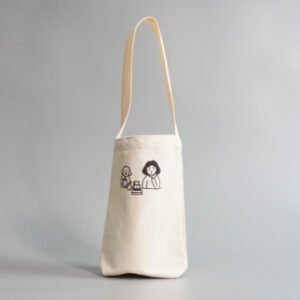 Printing Coffee Cotton Canvas Unify White Coffee Cup Wine and Bottle Bag