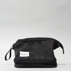 Zip Sealed Plain Polyester Unify BlackToiletry and Cosmetic Wash Bag