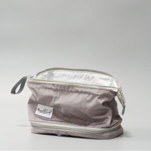 Zip Sealed Plain Polyester Unify Gray Toiletry and Cosmetic Wash Bag