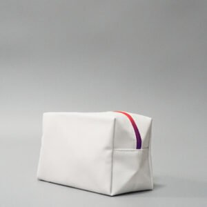 Zip Sealed Rainbow Zip PU Unify White Toiletry and Cosmetic Wash Bag