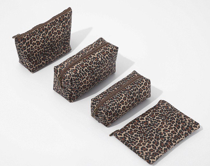 leopard makeup bags set