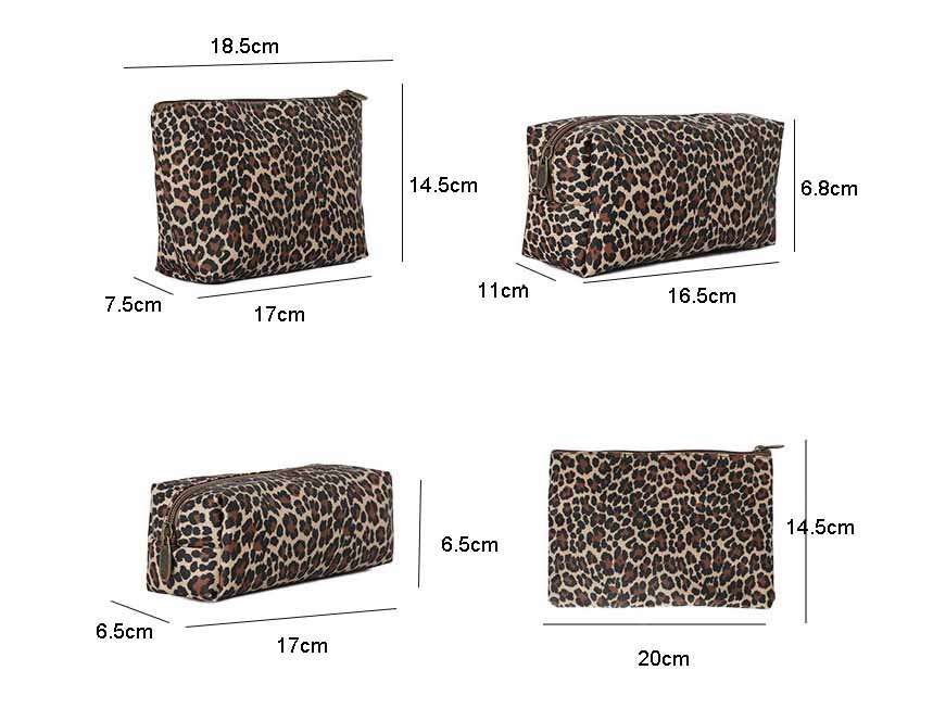 leopard waterproof makeup bags size